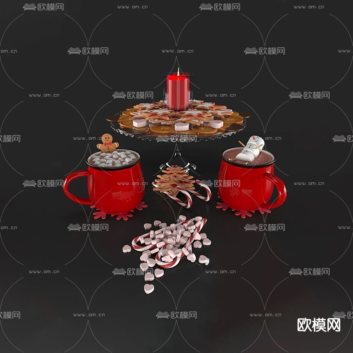 欧式圣诞桌面饰品装饰免费3d模型下载