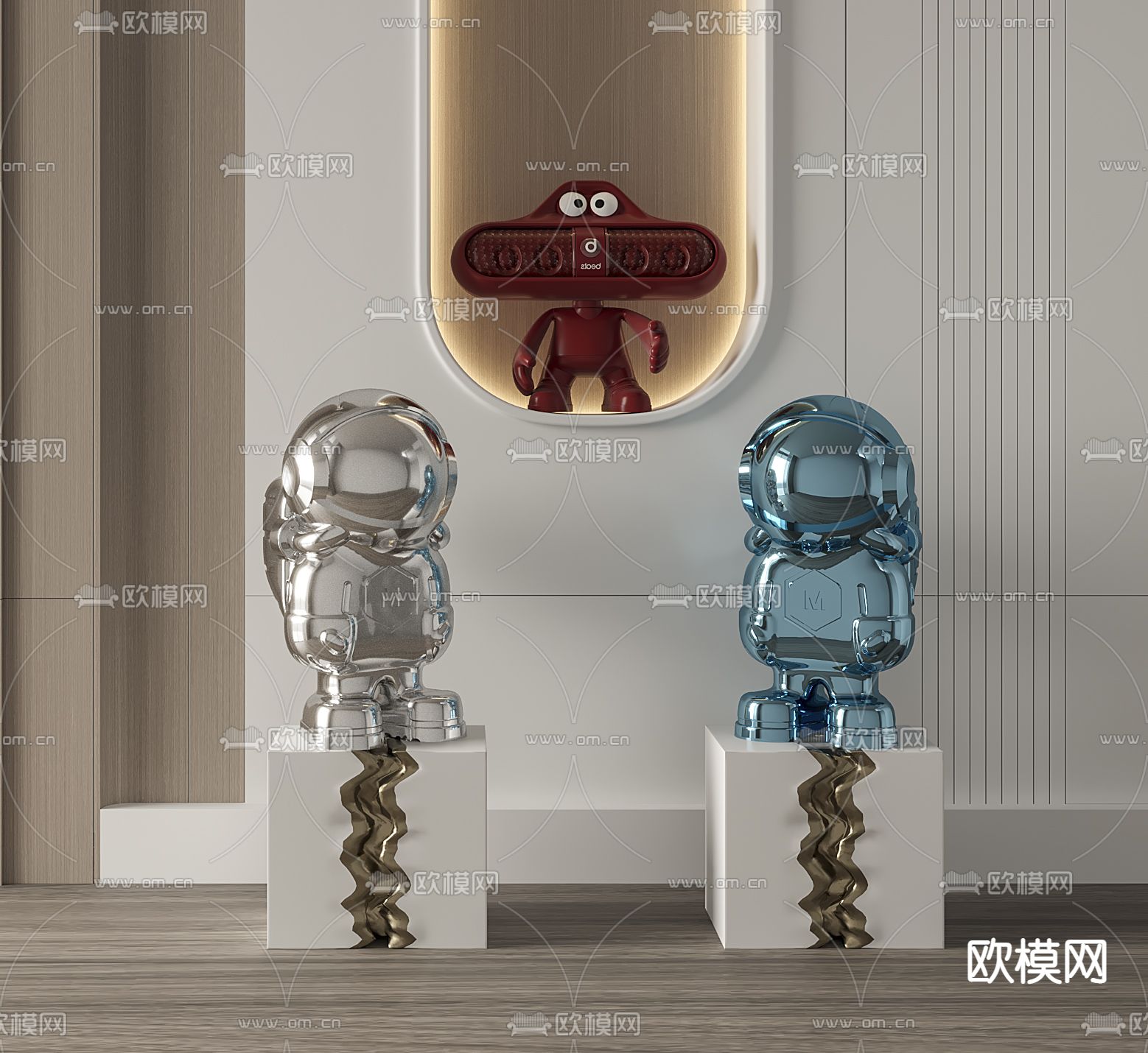 现代潮玩雕塑摆件3d模型下载