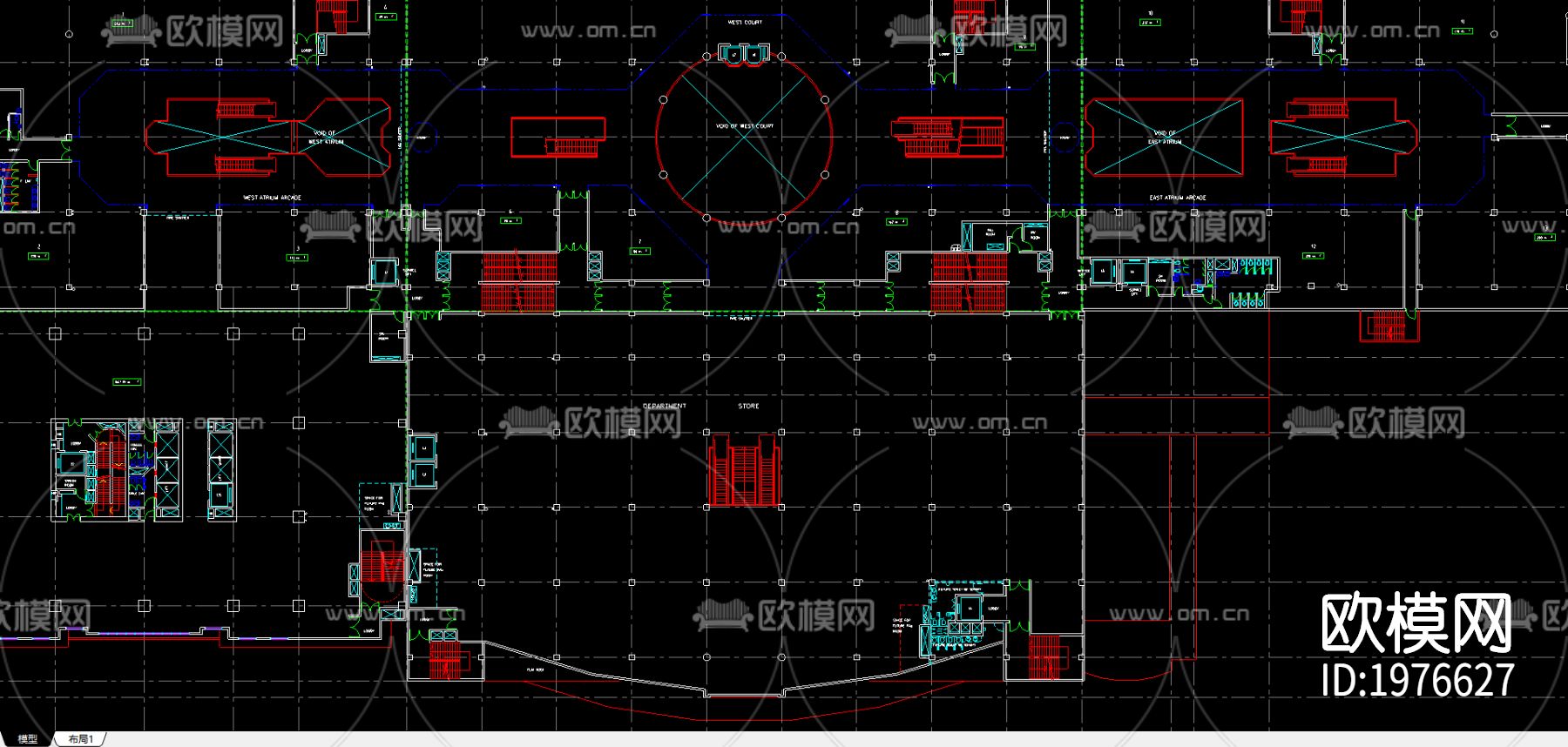 办公楼cad施工图下载（渲染图2）
