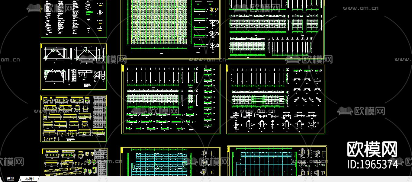 钢框架钢结构cad大样图下载（渲染图1）