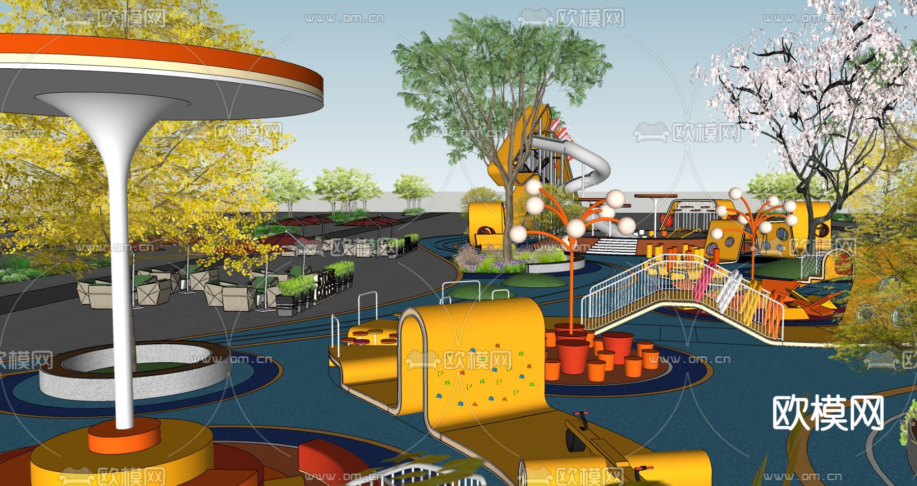 现代儿童游乐公园su模型下载（渲染图5）