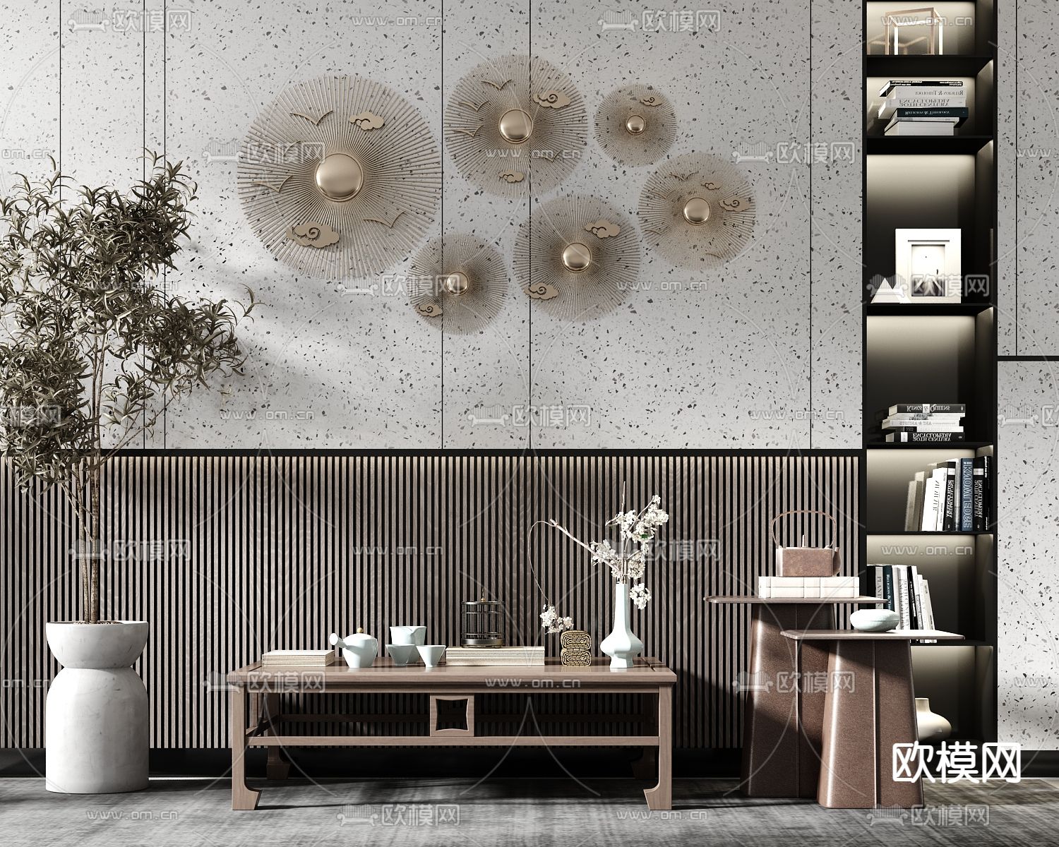 新中式轻奢茶几边几3d模型下载