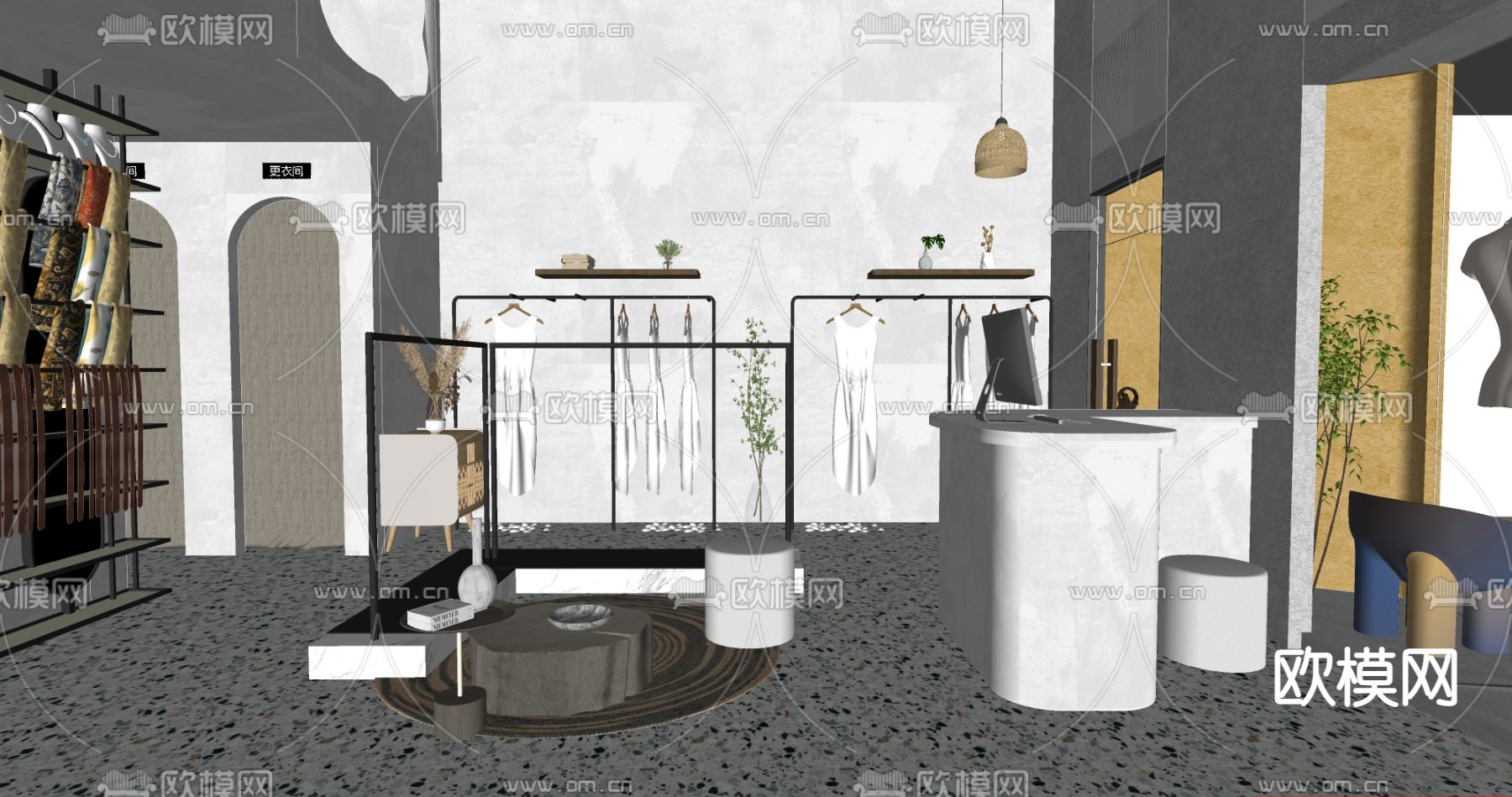 侘寂服装店su模型