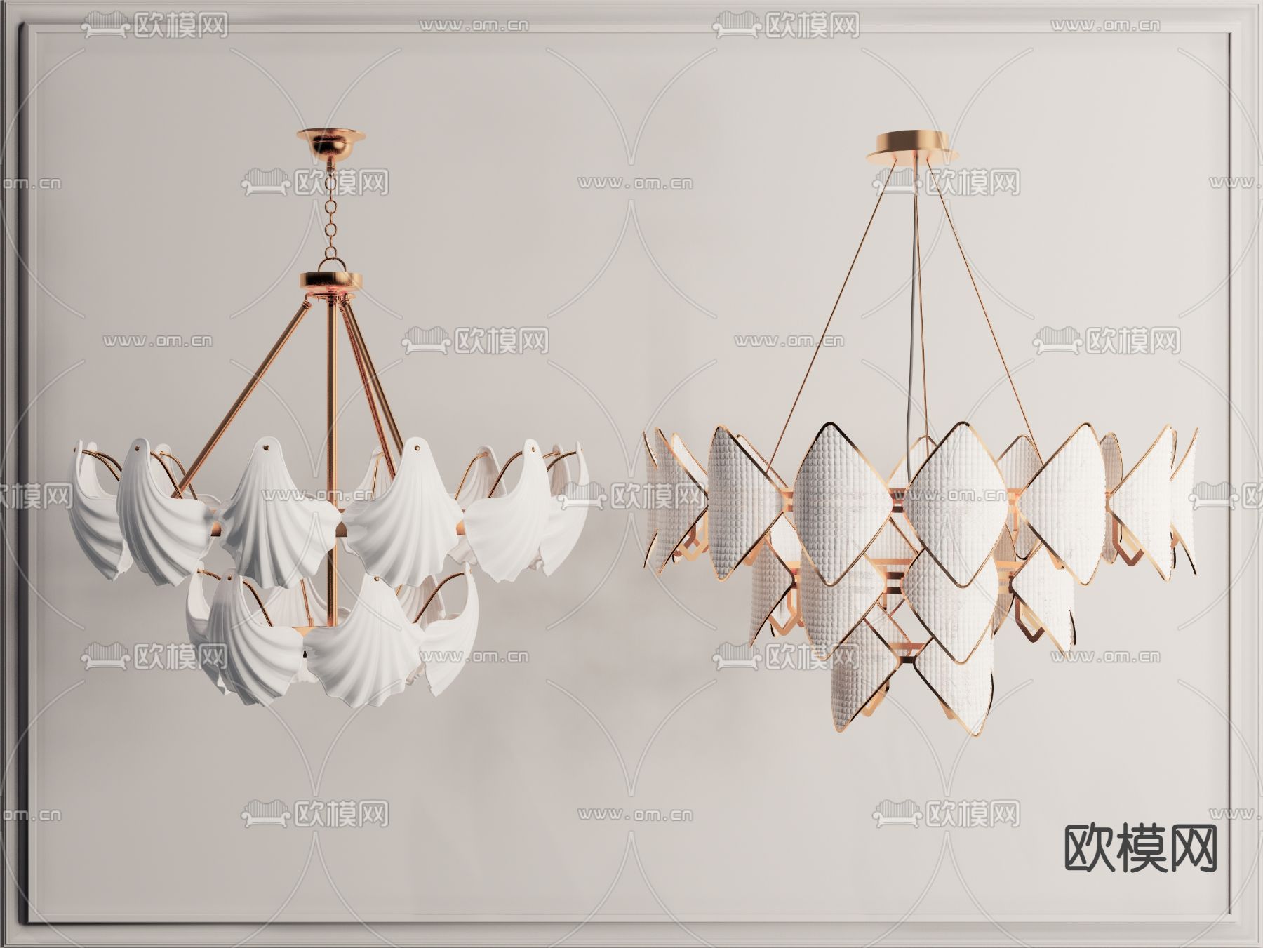 现代轻奢吊灯su模型下载（渲染图1）