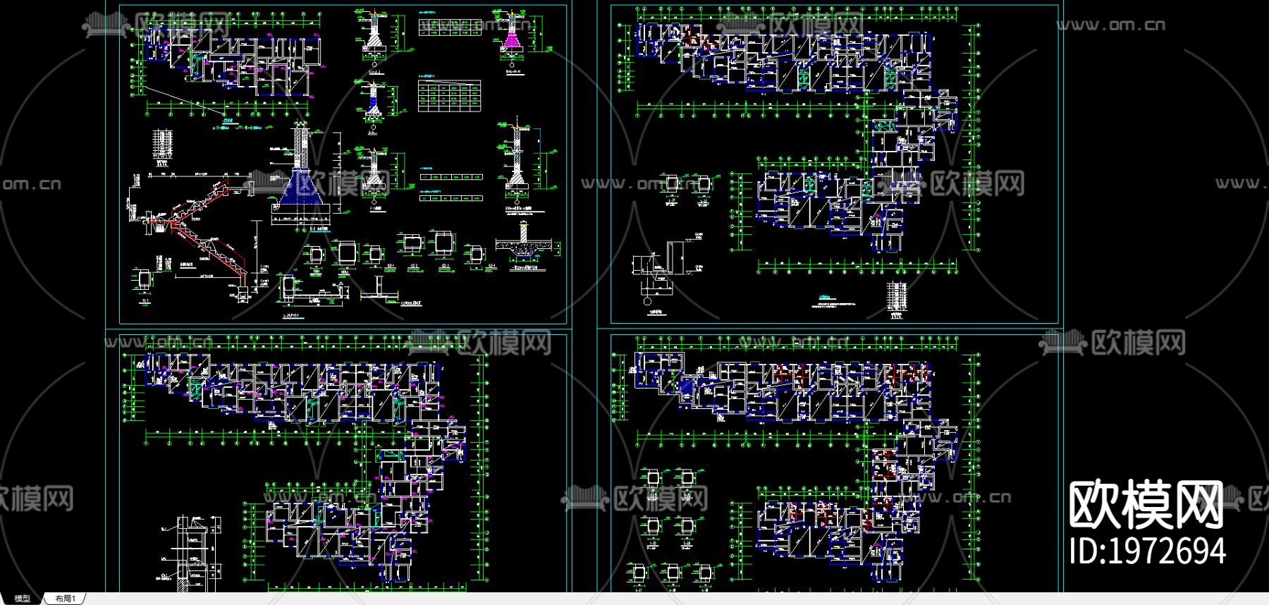 多层砖混结构住宅施工图下载（渲染图1）