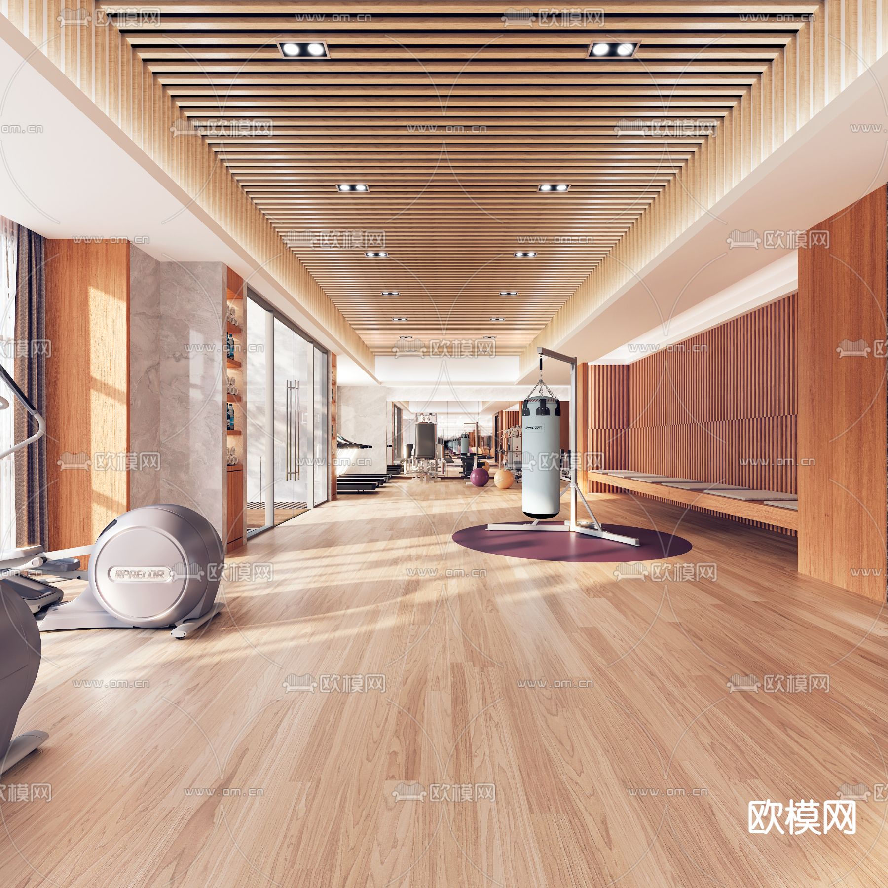 现代健身房3d模型下载（渲染图1）