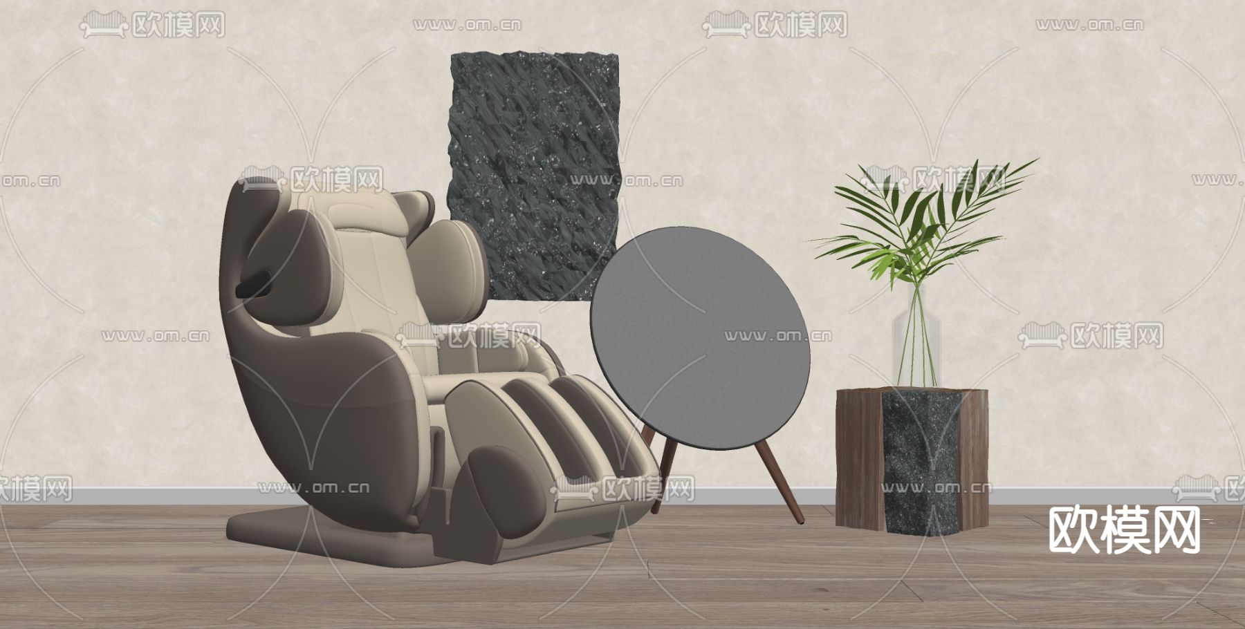 现代按摩椅su模型下载（渲染图2）
