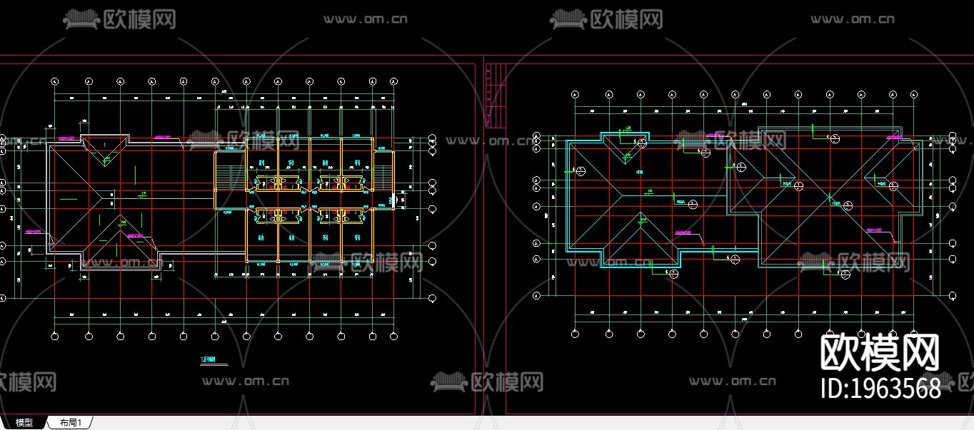 收费站建筑施工图下载（渲染图3）