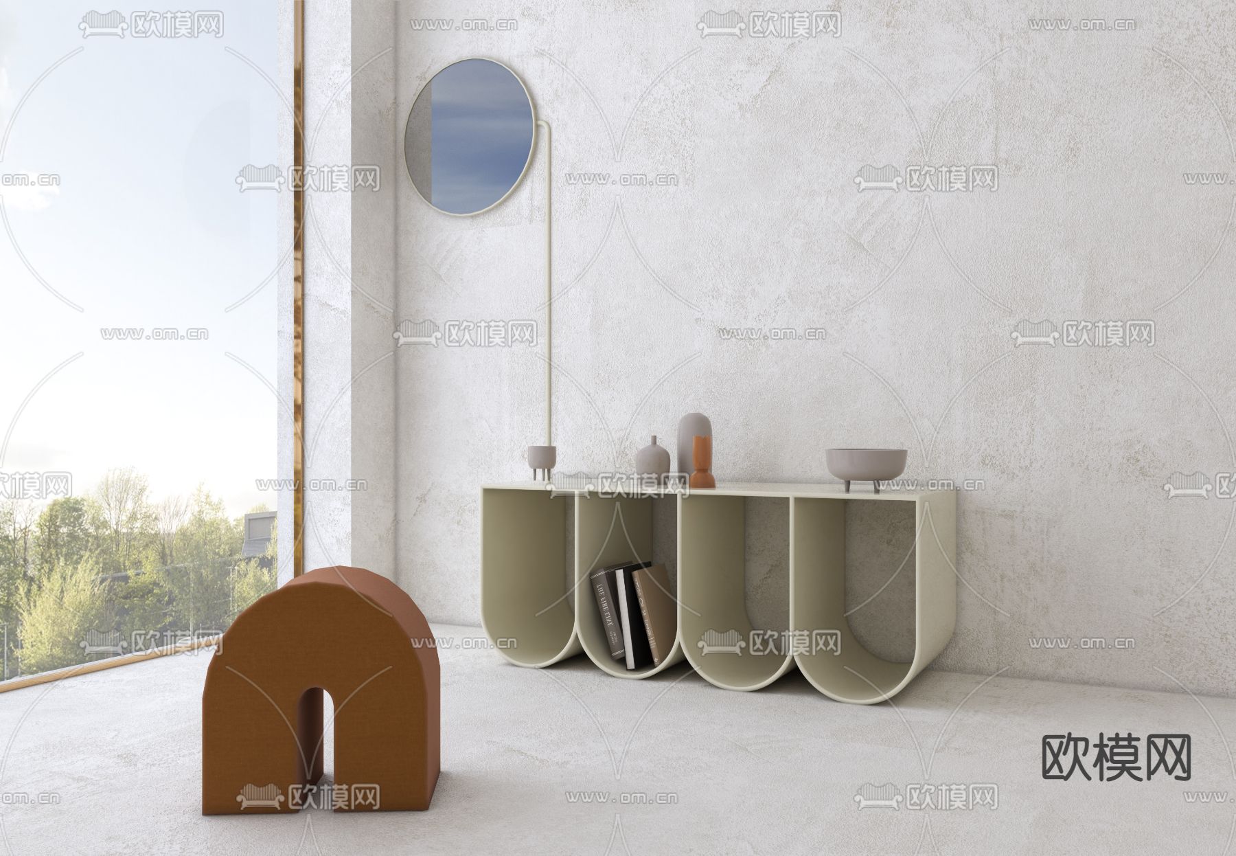 现代装饰柜su模型下载（渲染图1）