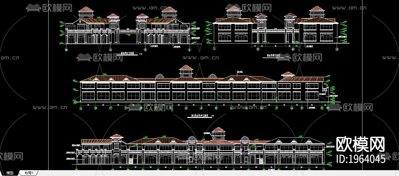 商业街建筑立面下载（渲染图1）