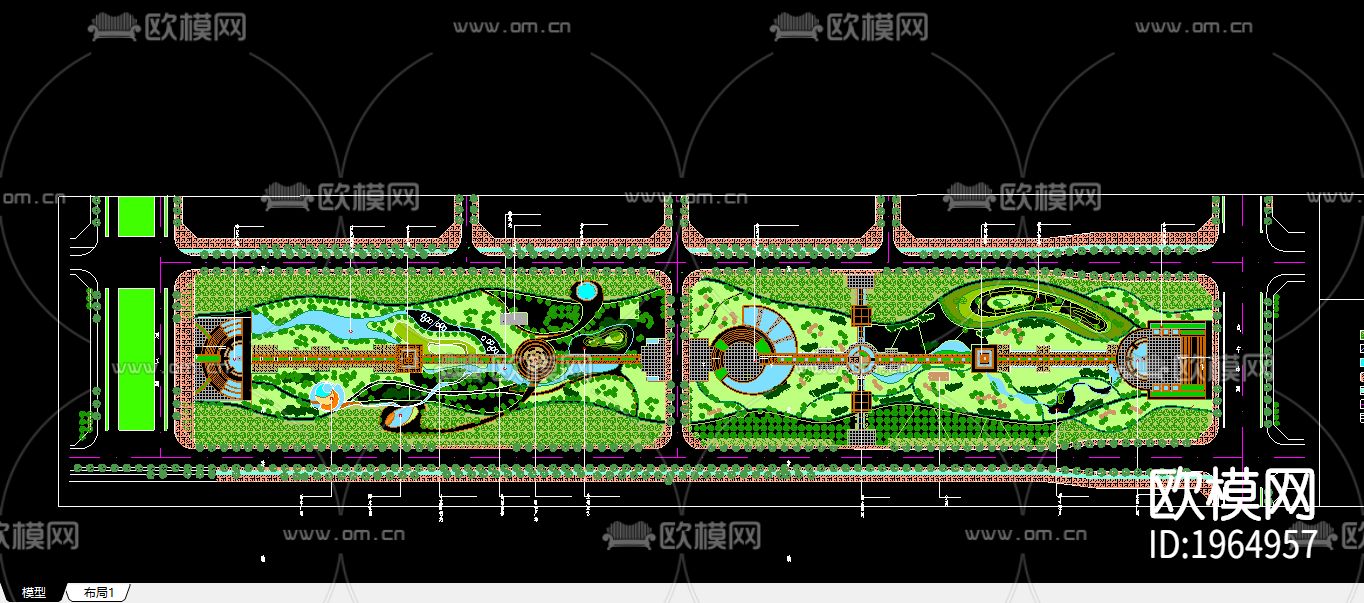 园林景观cad施工图下载（渲染图1）