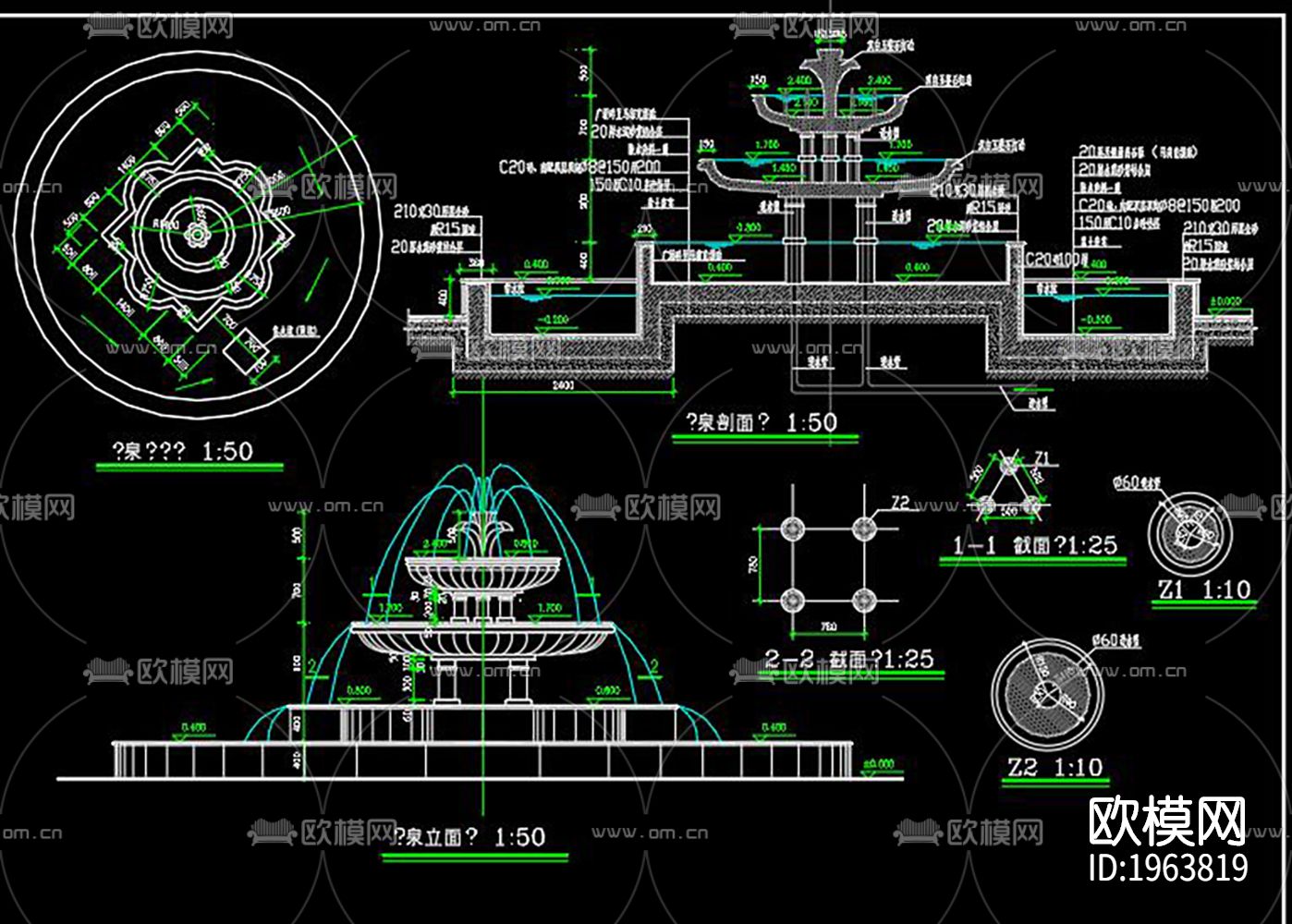 喷泉cad图纸下载（渲染图7）