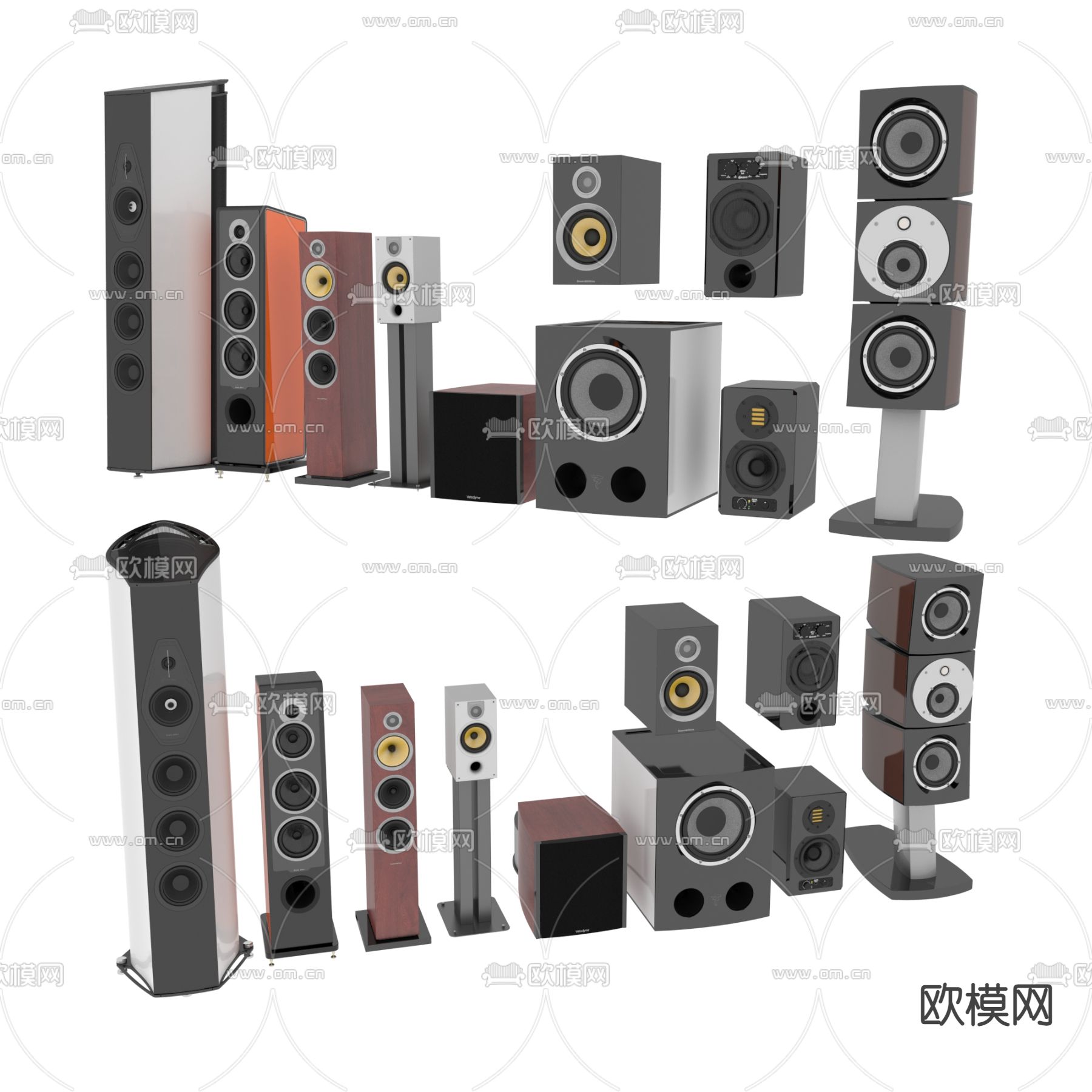现代立式音响3d模型