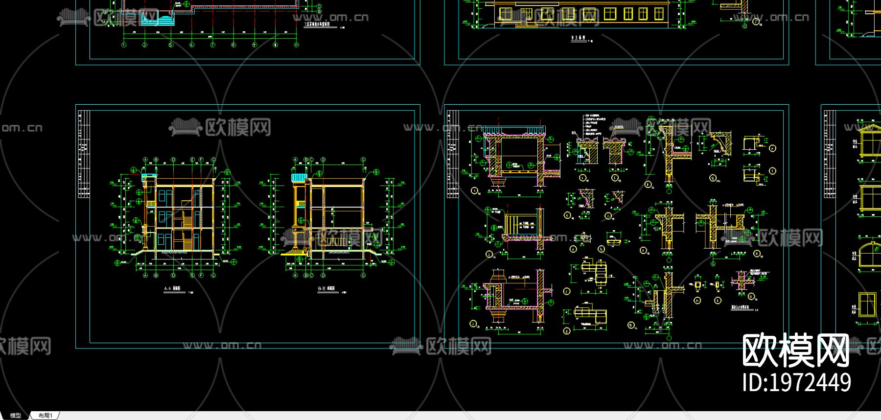 餐厅cad建筑施工图下载（渲染图1）