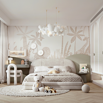  现代卧室儿童房su模型 