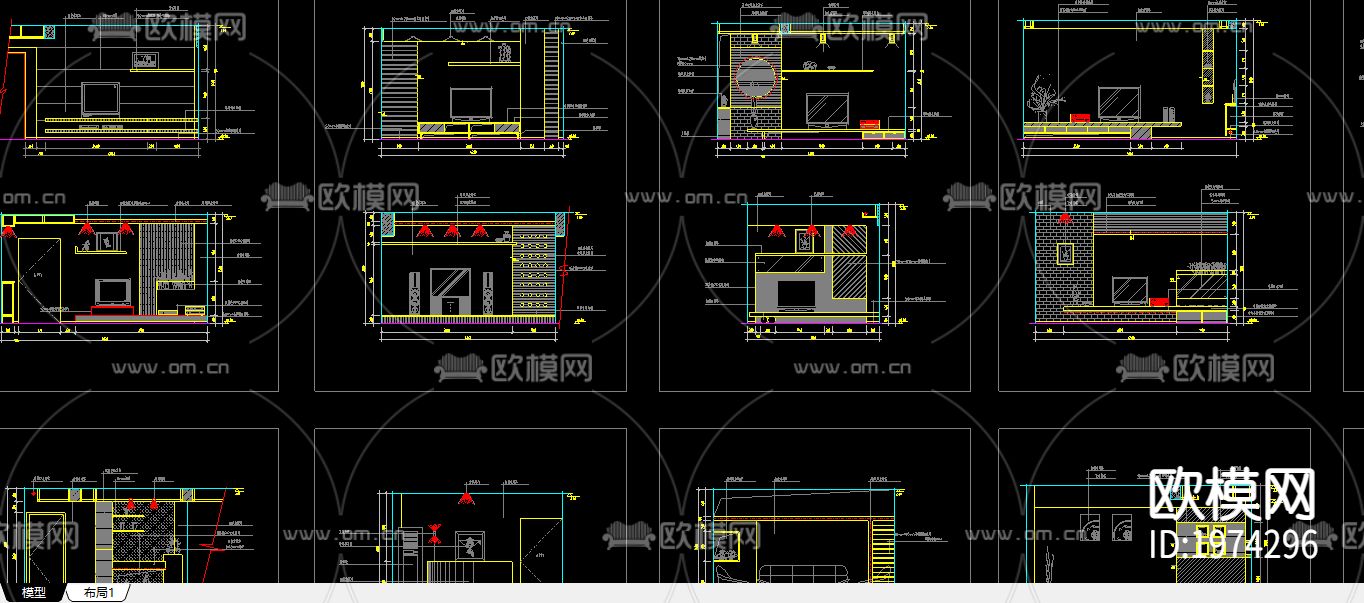客厅cad施工图下载（渲染图2）