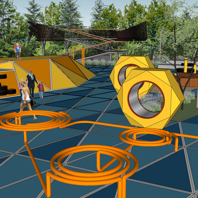  现代儿童主题游乐园su模型 