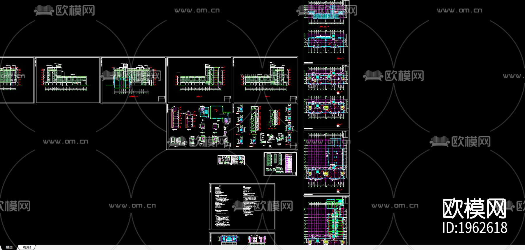 农贸市场建筑施工图下载（渲染图2）