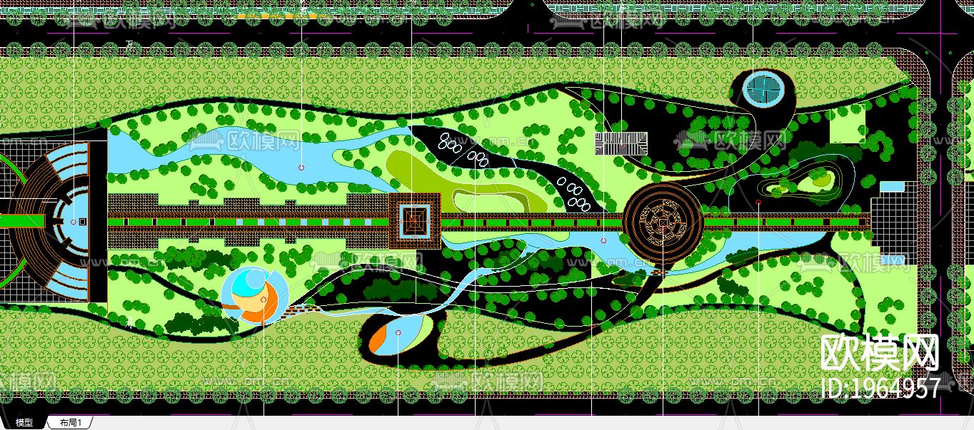园林景观cad施工图下载（渲染图2）