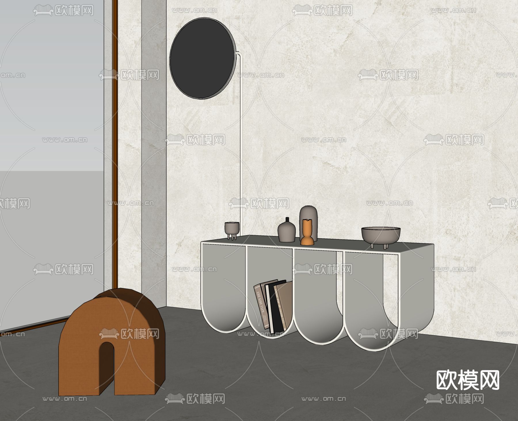 现代装饰柜su模型下载（渲染图2）