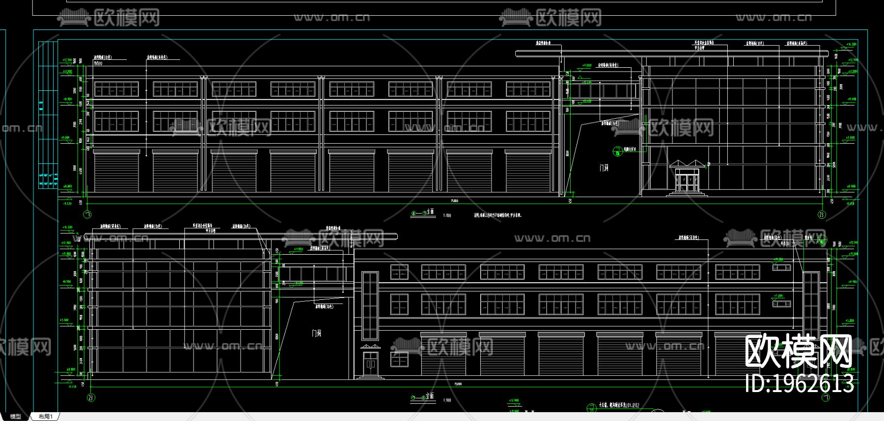 综合楼cad建筑施工图下载（渲染图4）