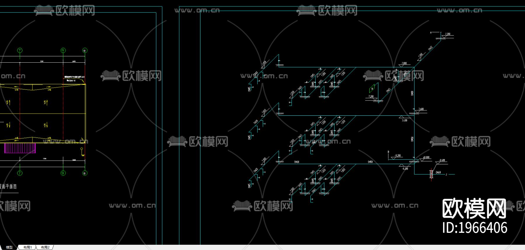 平面总规划土建水电图纸下载（渲染图1）