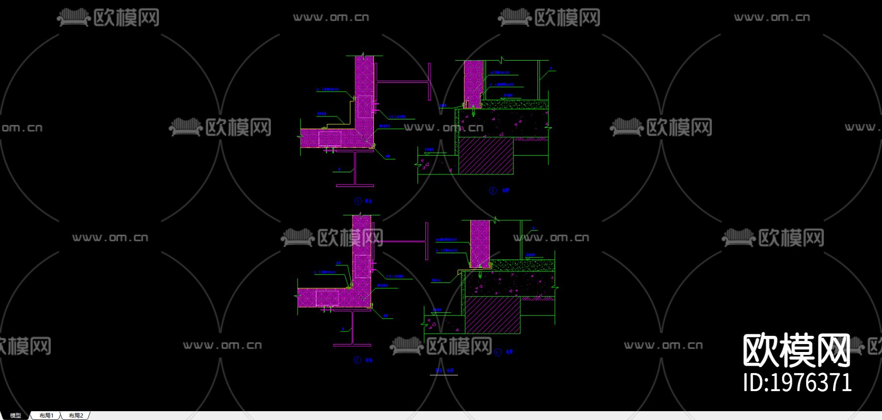 阳角地脚cad节点大样图下载（渲染图1）