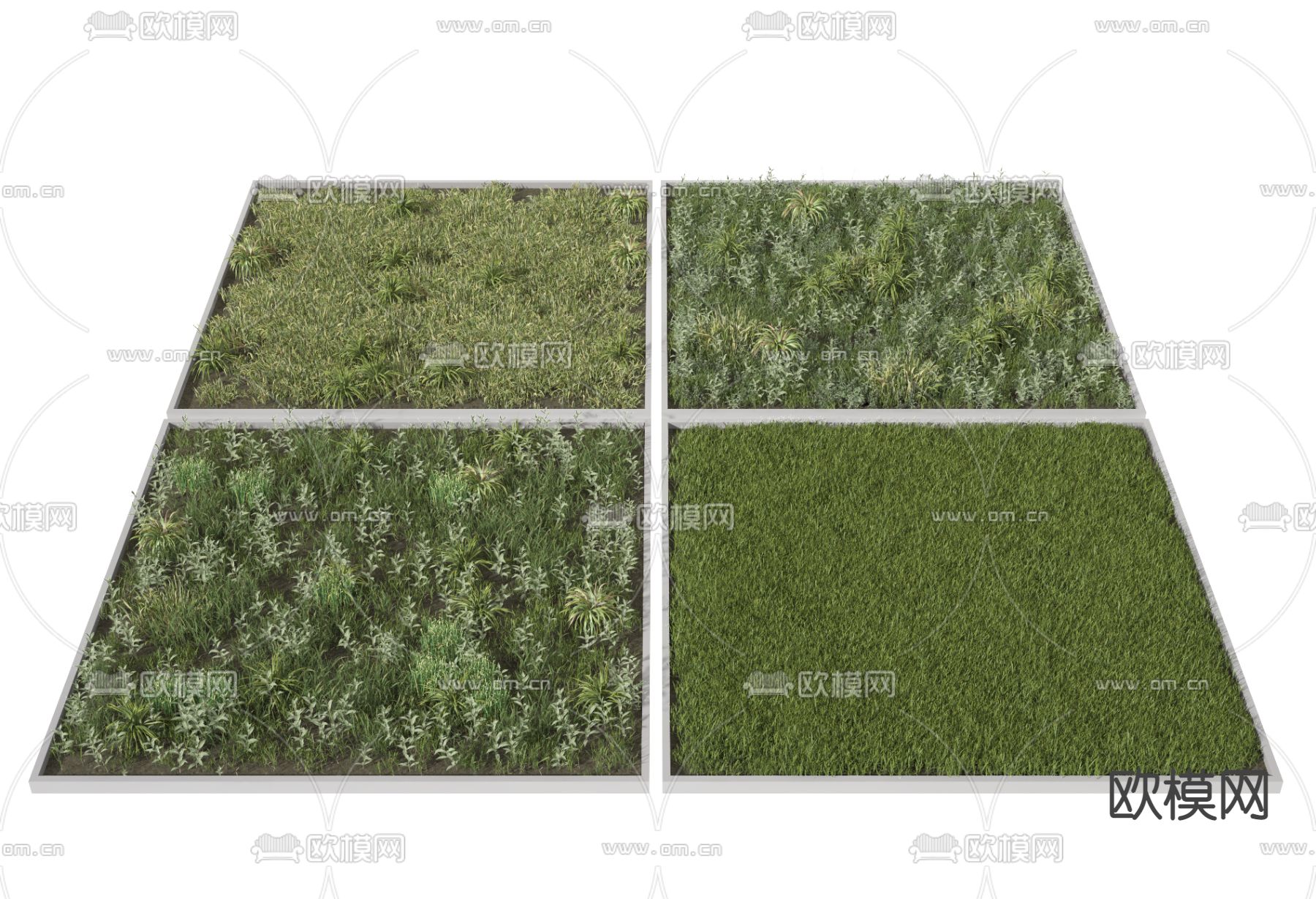 现代草坪草丛草地3d模型下载