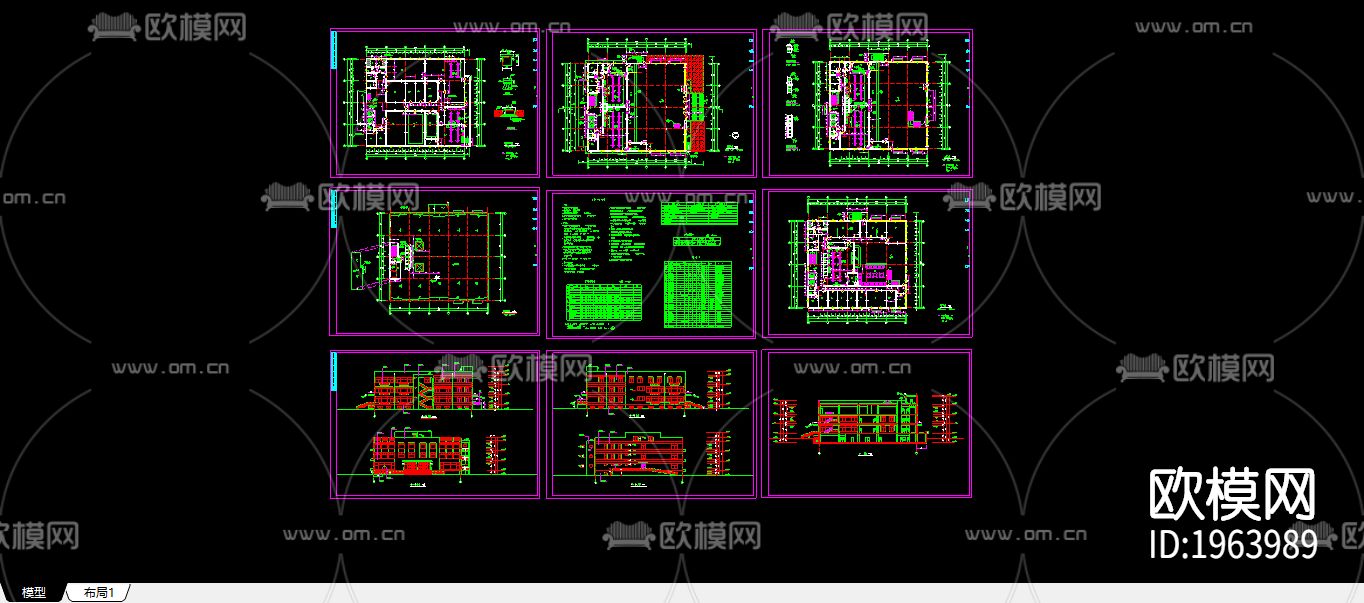 食堂cad施工图下载（渲染图2）