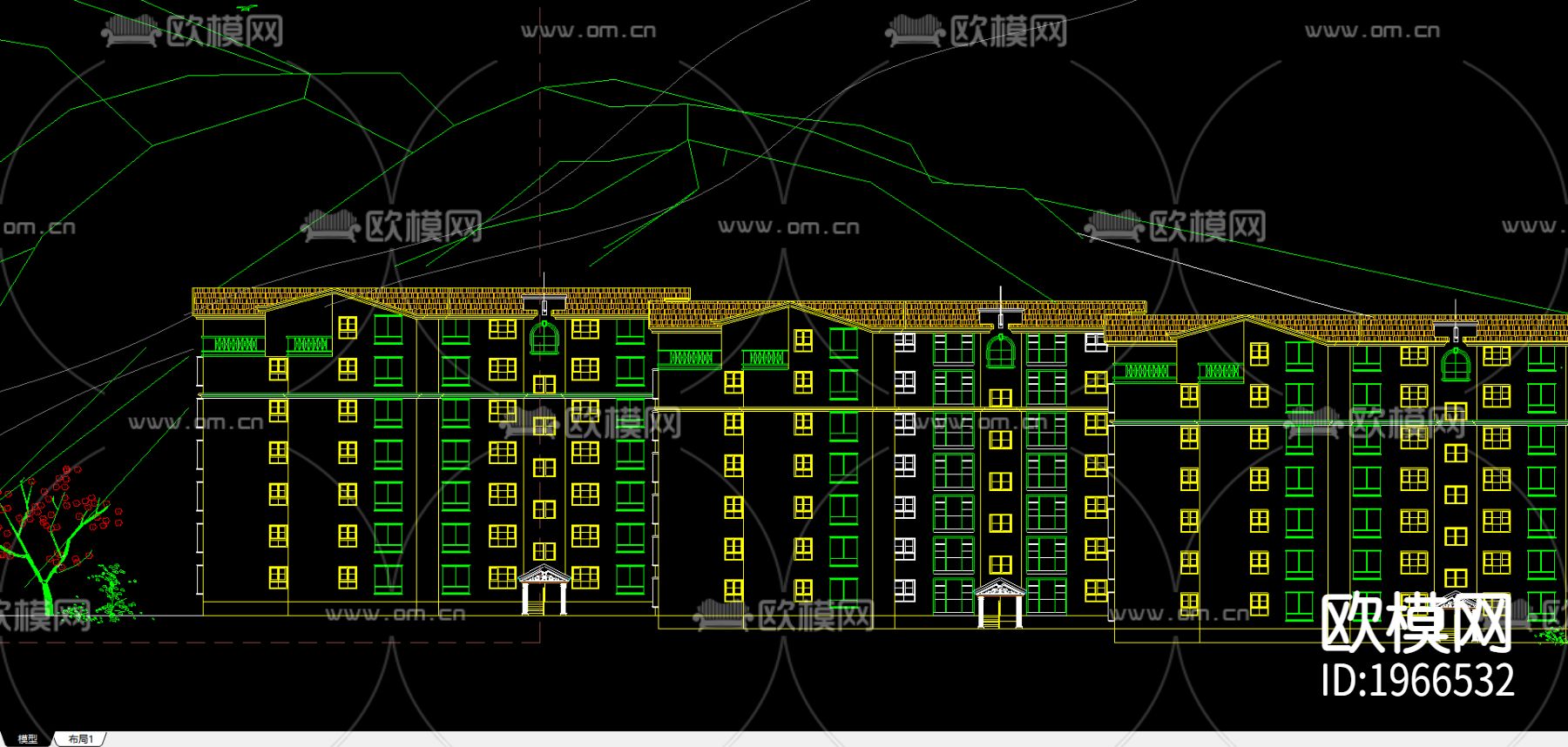 天林花园规划方案cad施工图下载（渲染图2）