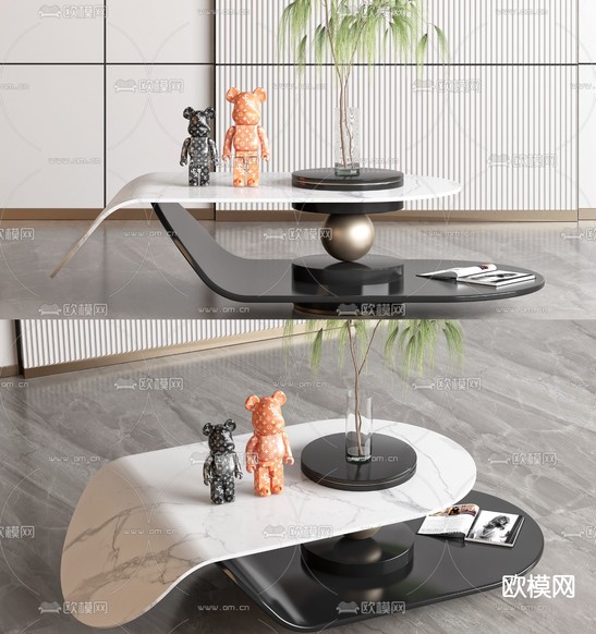 现代大理石茶几3d模型下载(渲染图1)