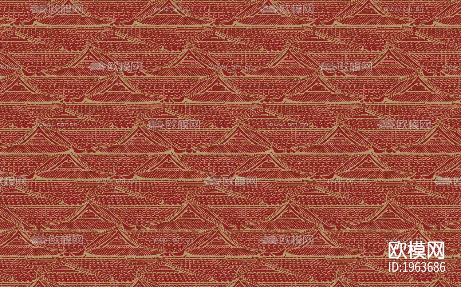 新中式立体精雕墙纸下载（渲染图3）