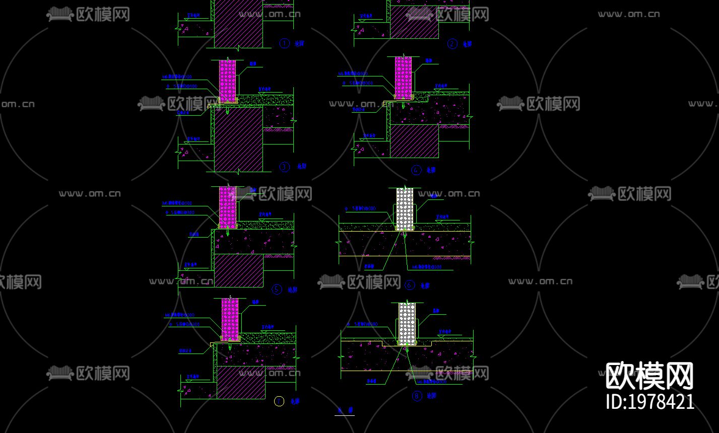 地脚CAD施工图下载（渲染图1）
