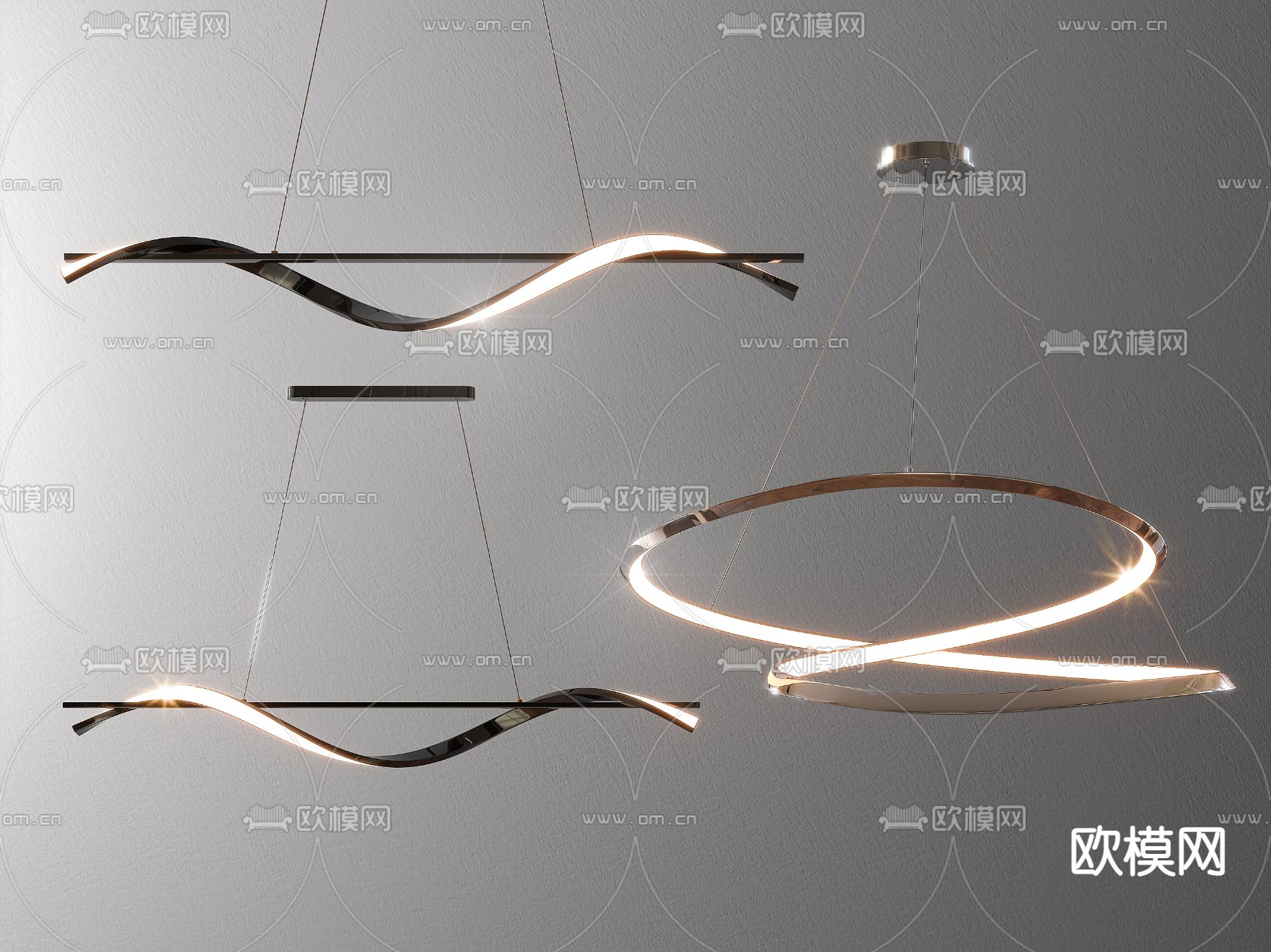 现代轻奢吊灯su模型下载（渲染图1）
