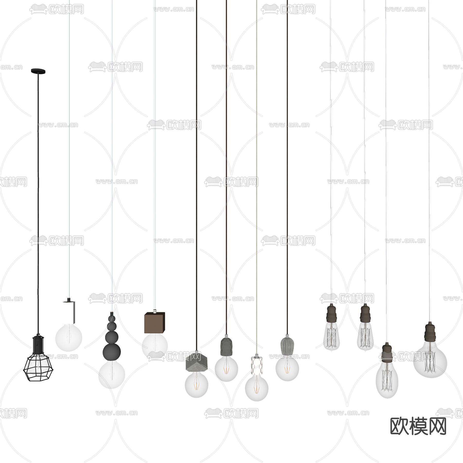 现代轻奢小吊灯su模型下载（渲染图2）