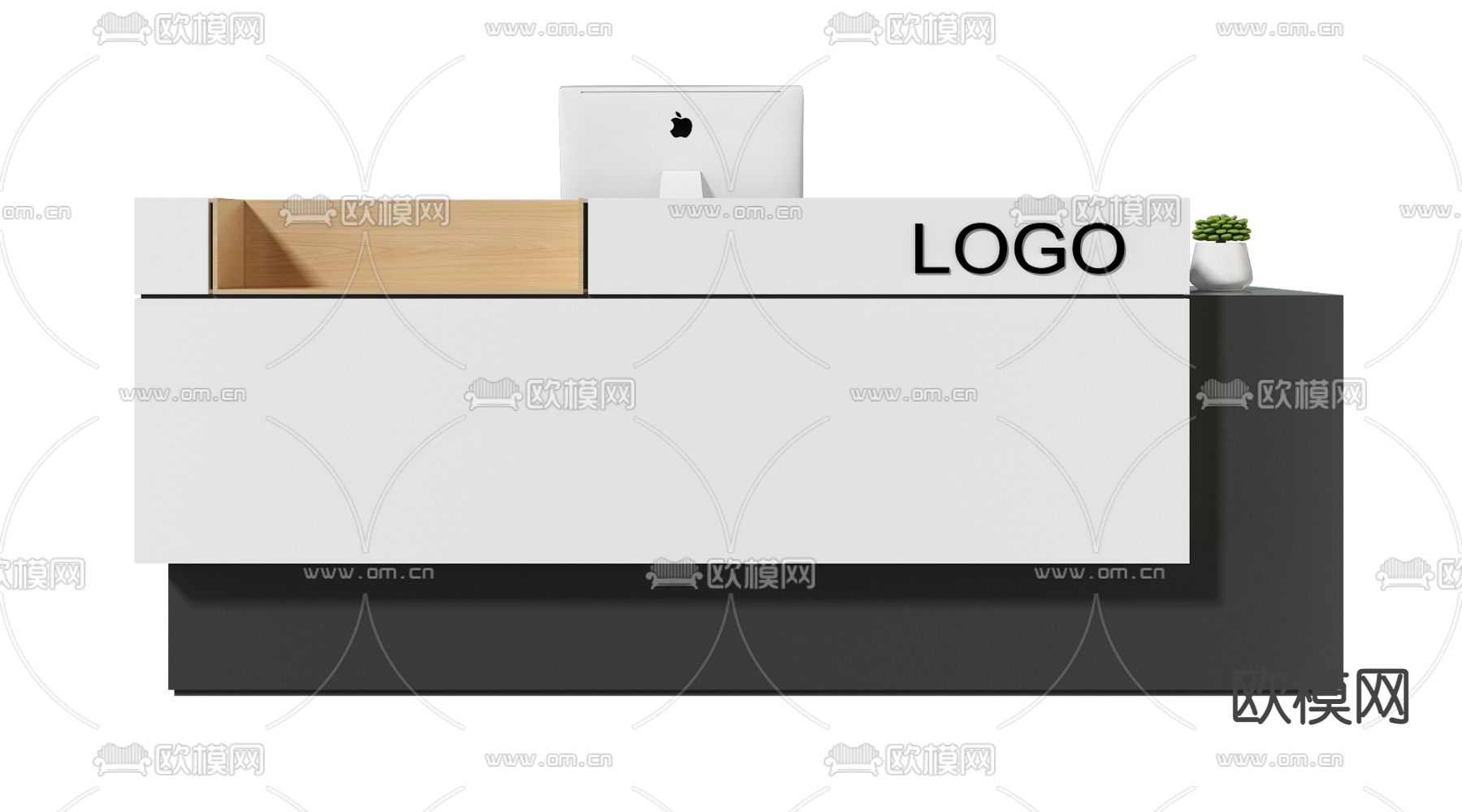 现代服务前台接待台3d模型下载