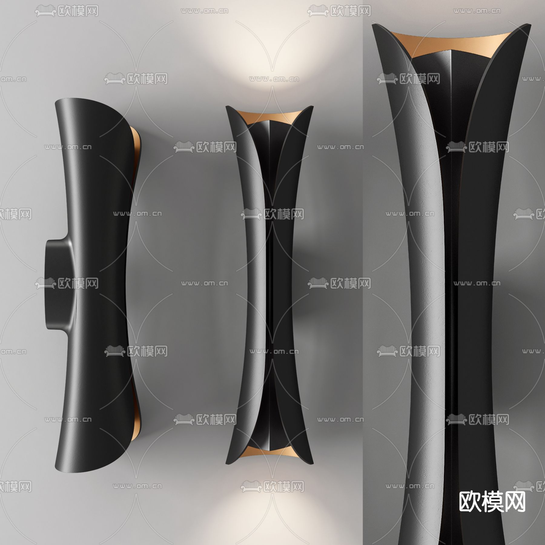 现代金属壁灯3d模型下载（渲染图2）