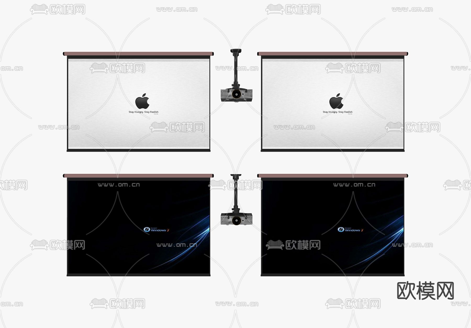 现代投影仪幕布su模型下载（渲染图2）
