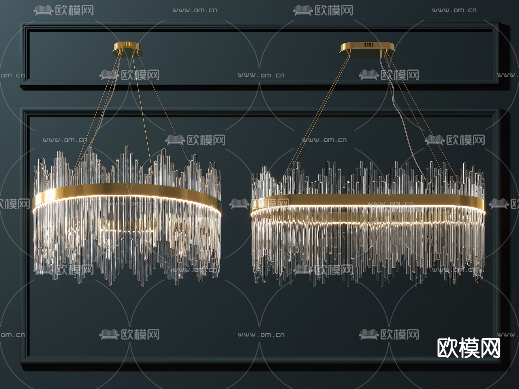 现代轻奢水晶吊灯su模型下载（渲染图1）