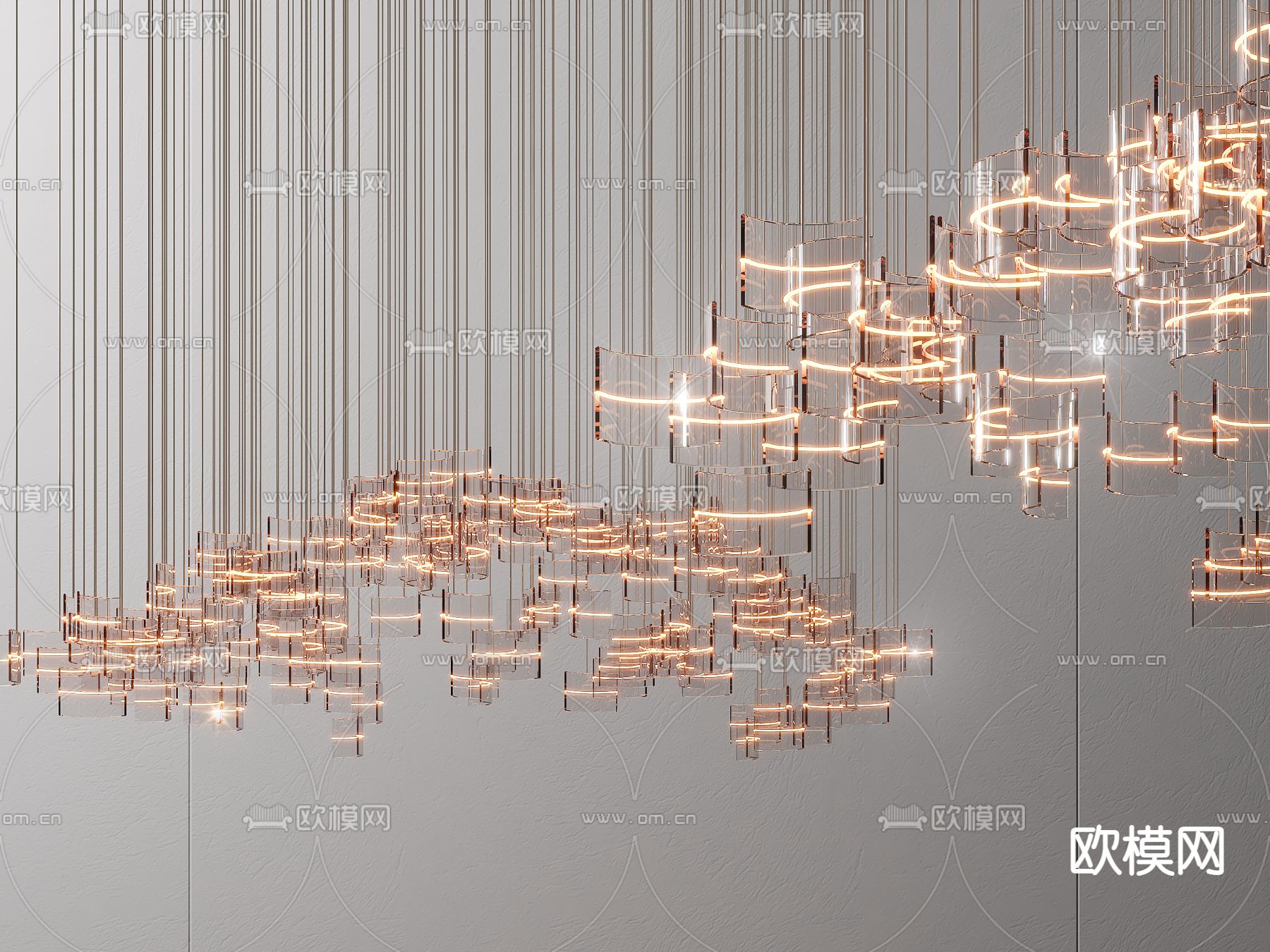 现代轻奢水晶装饰吊灯su模型下载（渲染图1）