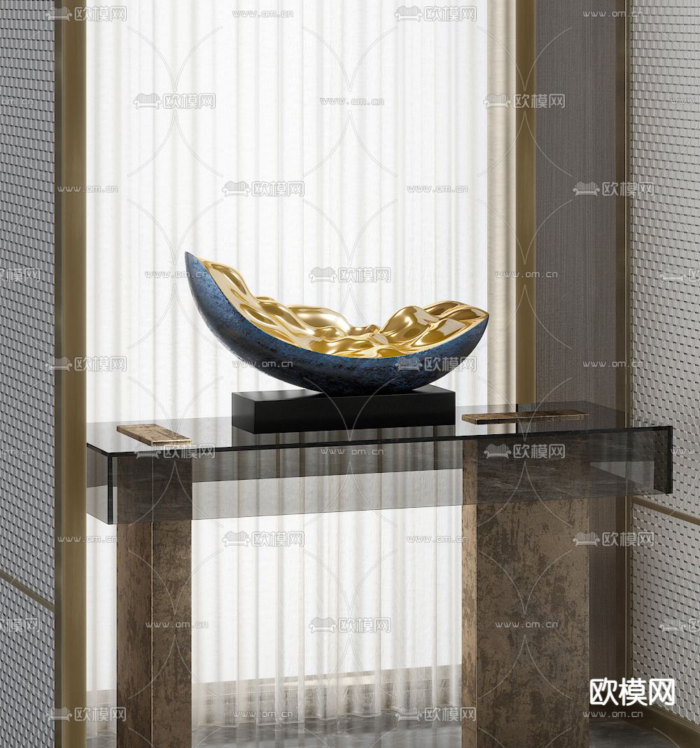 现代抽象雕塑摆件3d模型下载