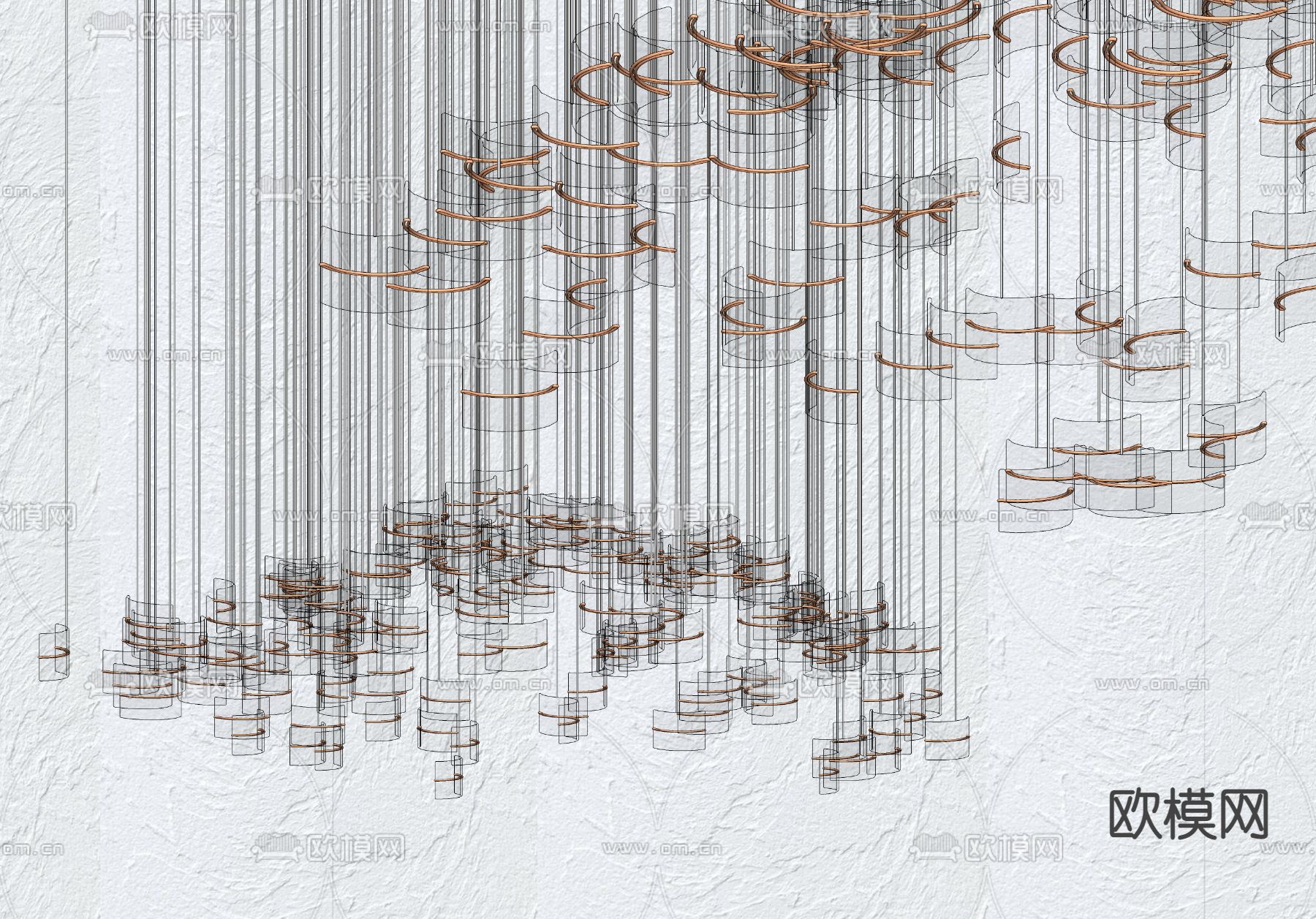 现代轻奢水晶装饰吊灯su模型下载（渲染图2）