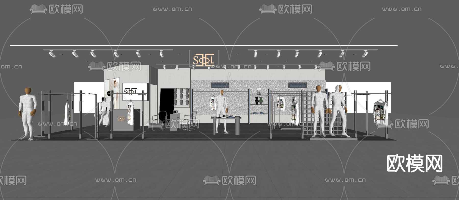 现代服装店su模型下载（渲染图3）
