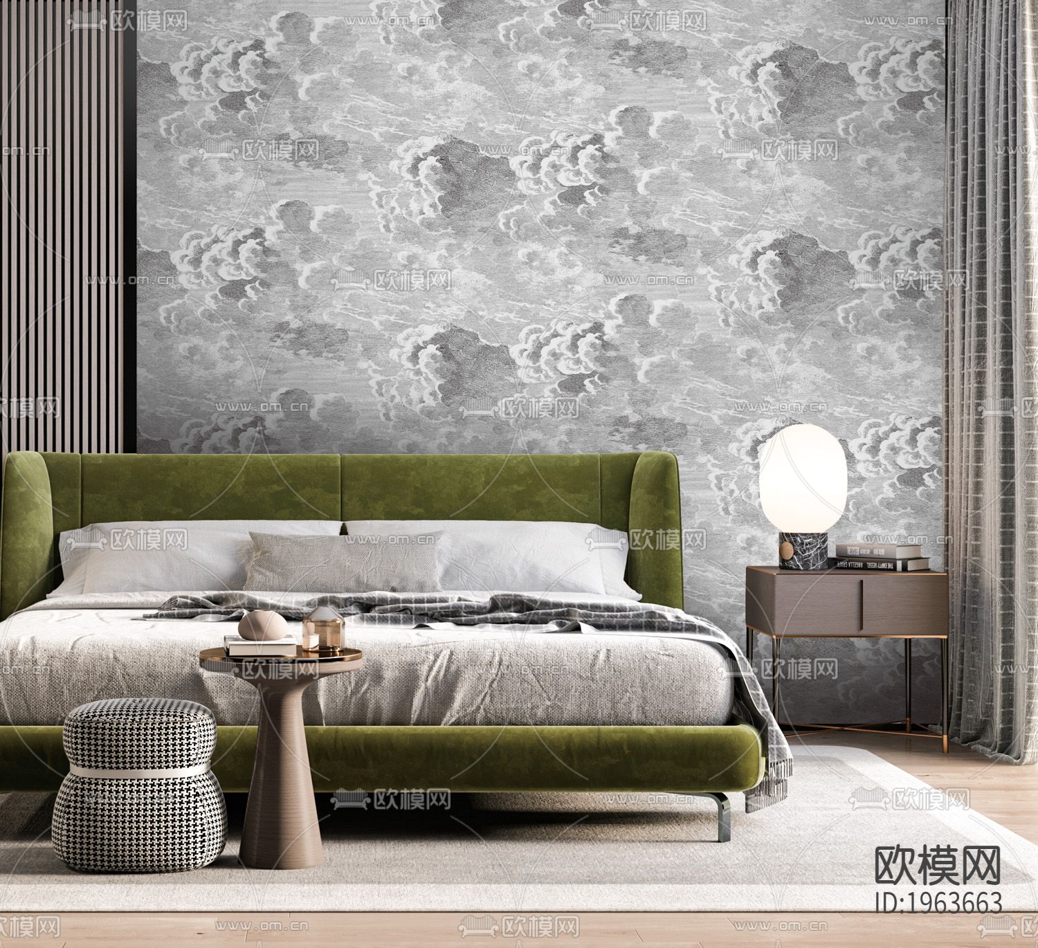 现代简约精雕立体墙纸下载（渲染图1）