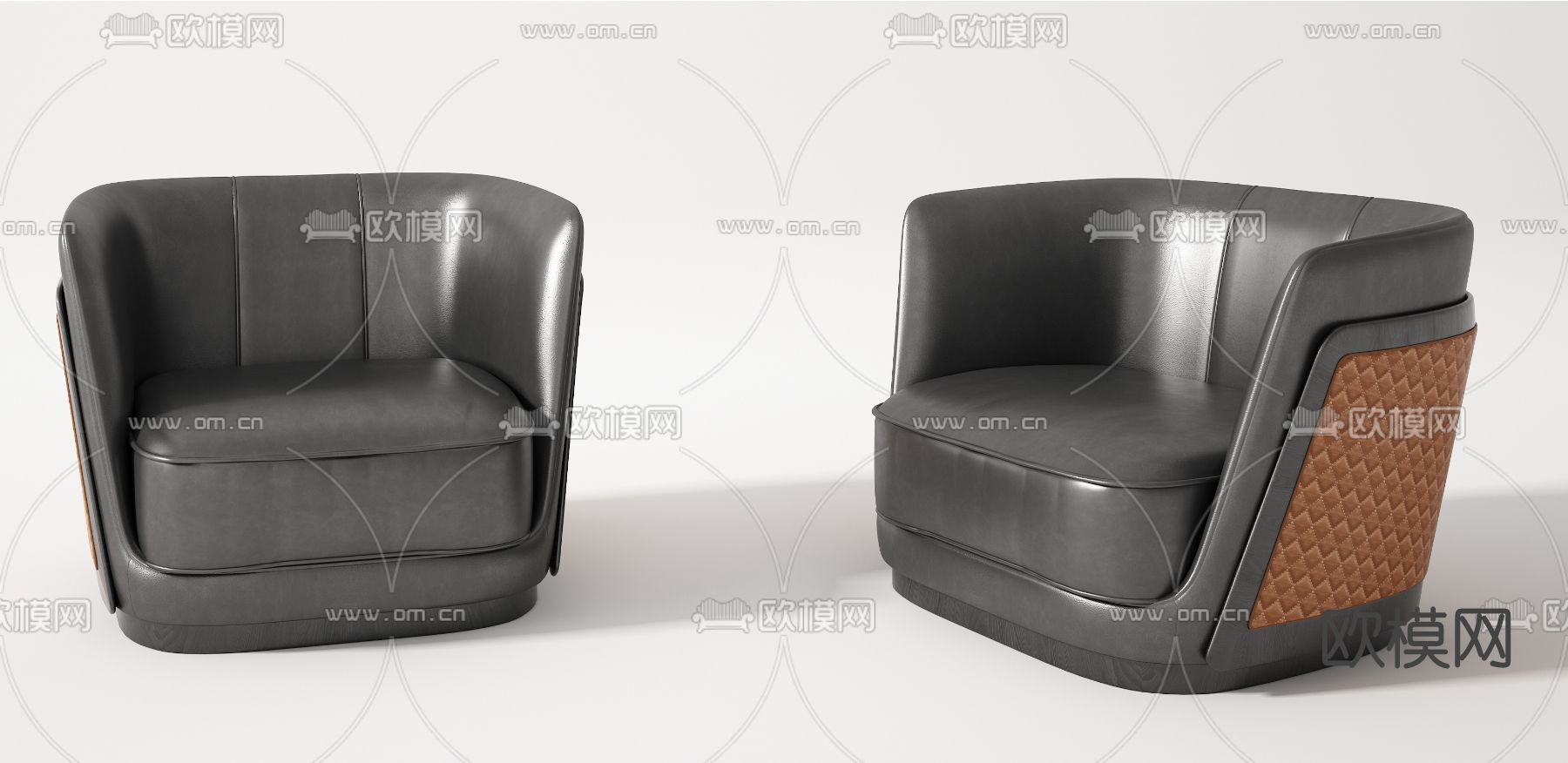 现代皮革单人沙发3d模型下载