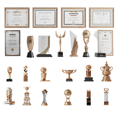  现代奖杯荣誉证书su模型 