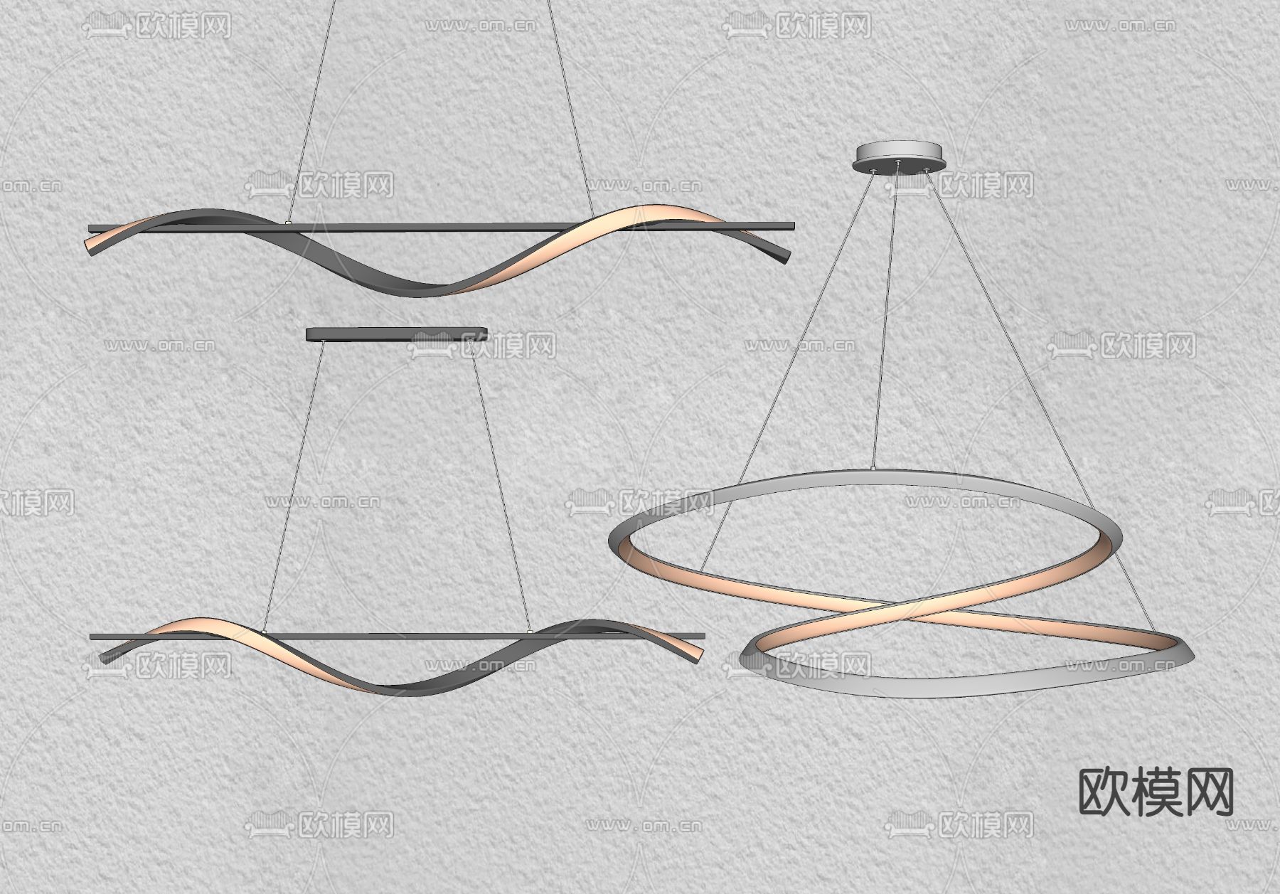 现代轻奢吊灯su模型下载（渲染图2）