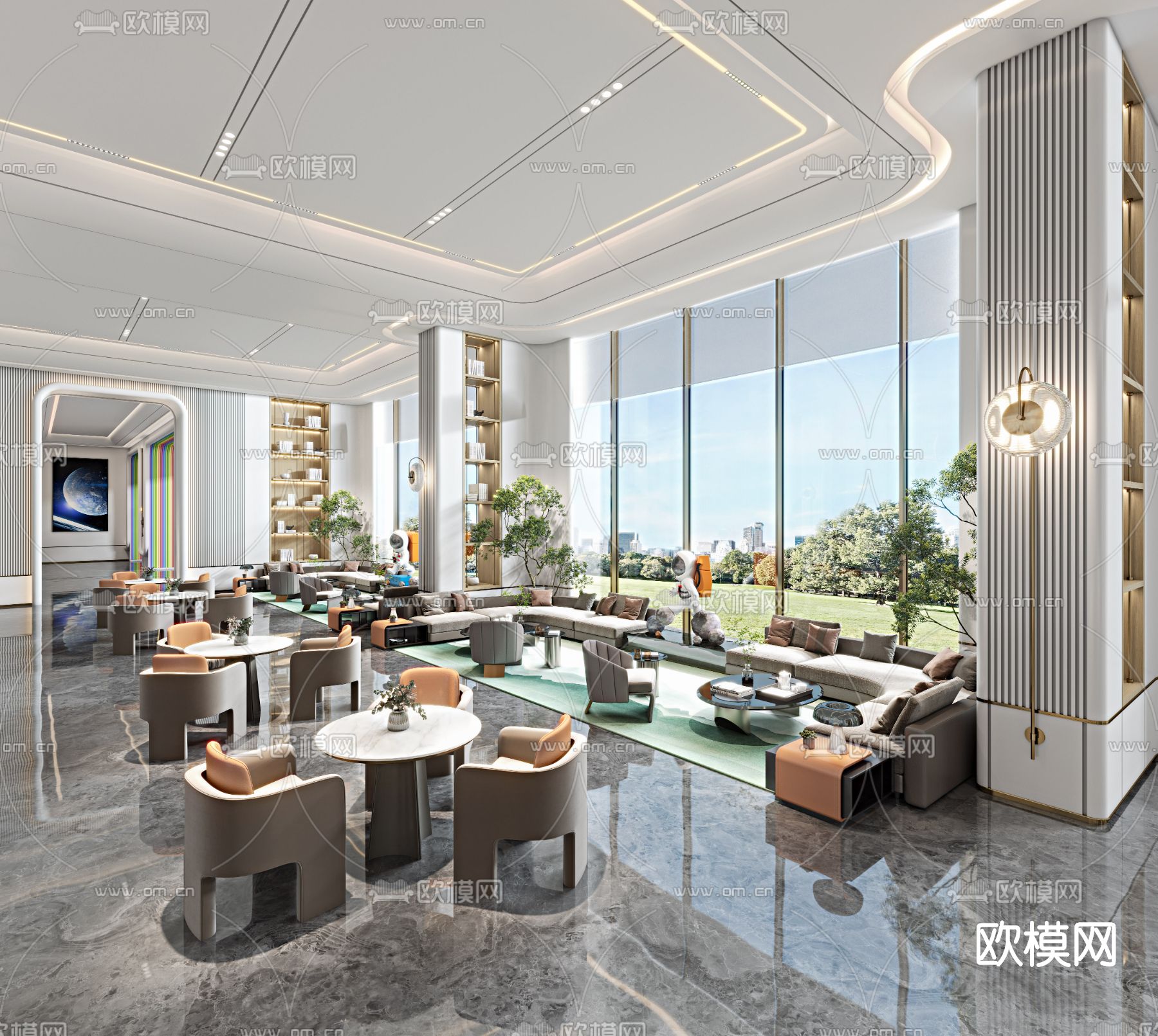 现代售楼处洽谈区3d模型下载（渲染图3）