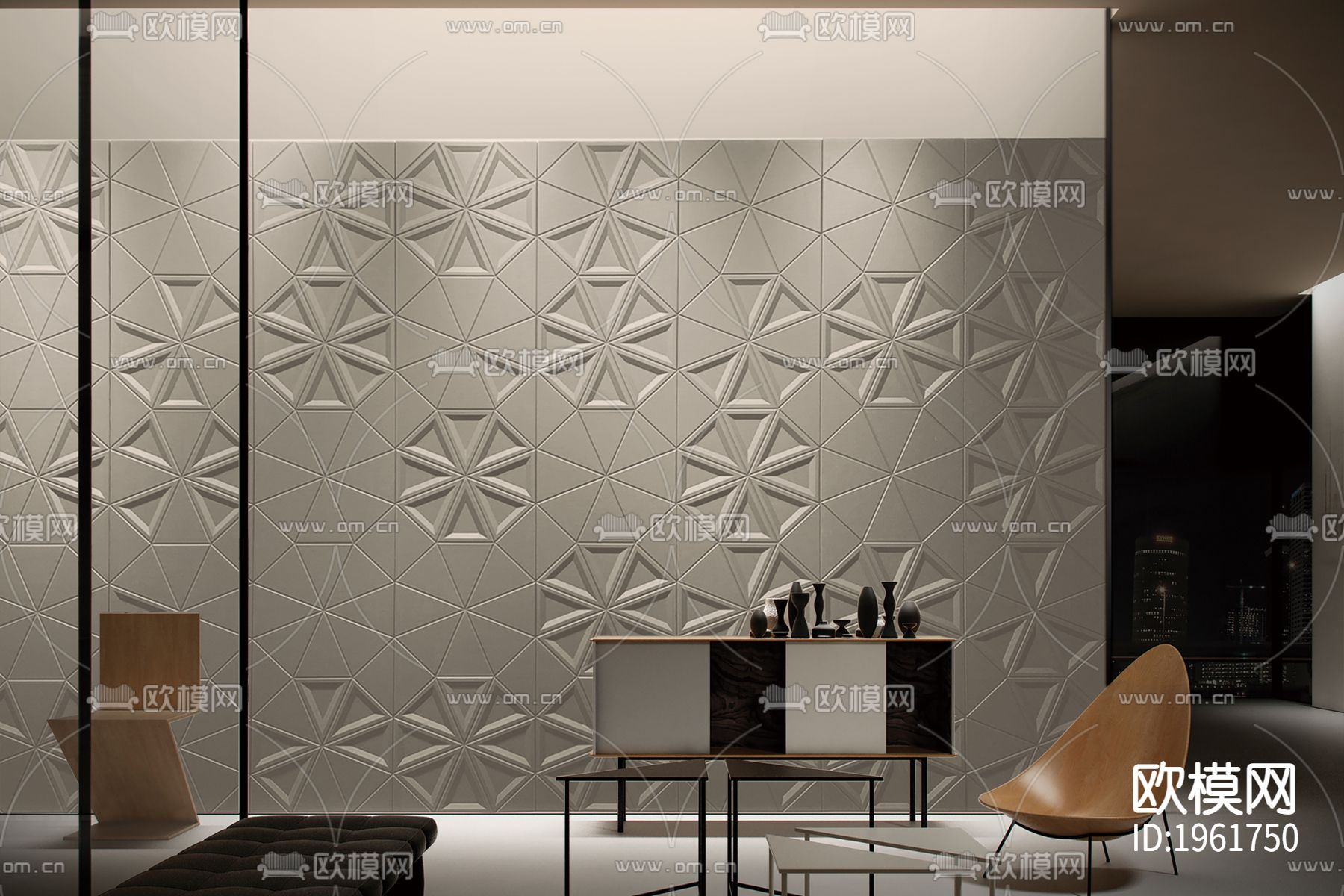 工艺硬包背景墙下载（渲染图2）