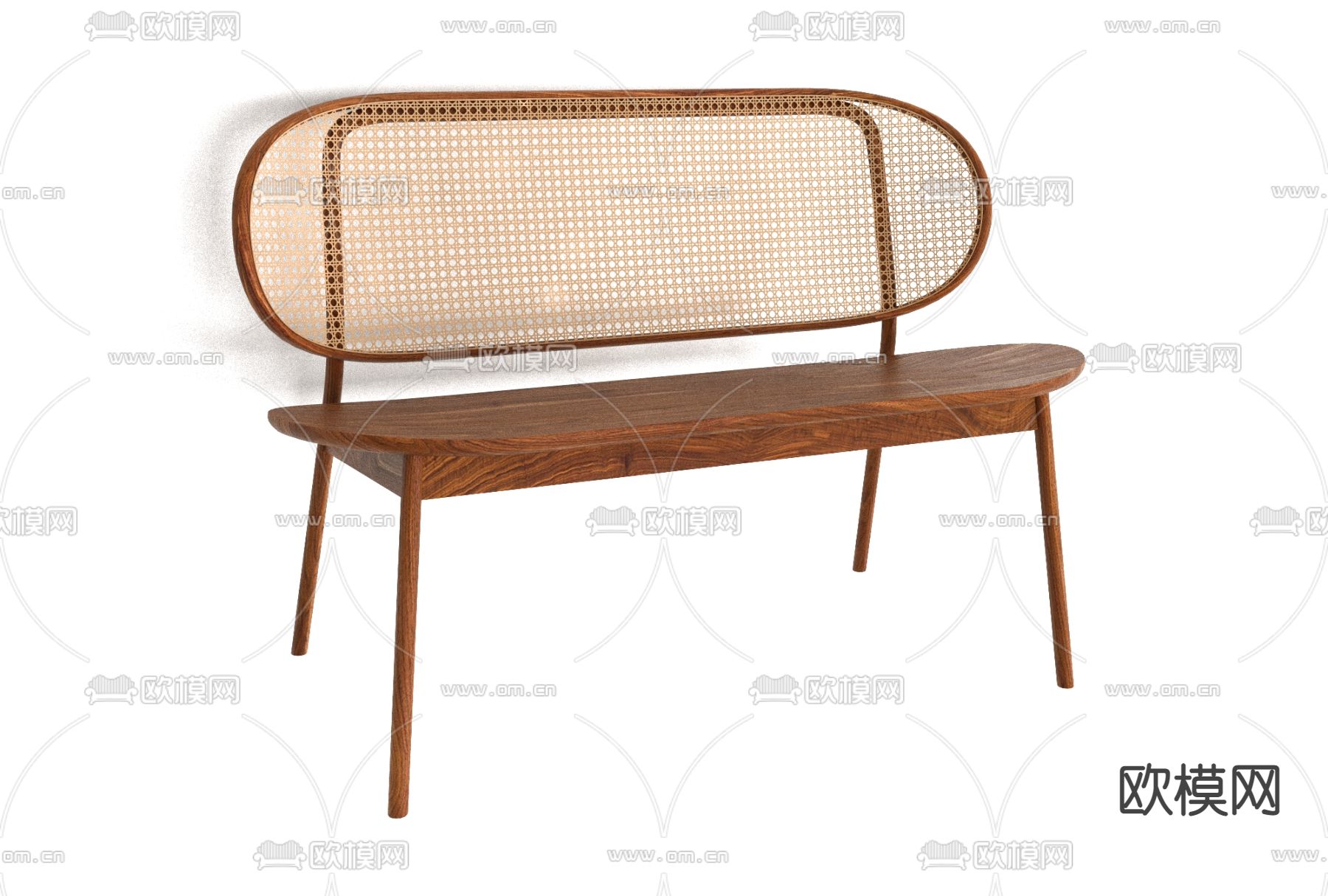 侘寂风实木长椅免费3d模型下载